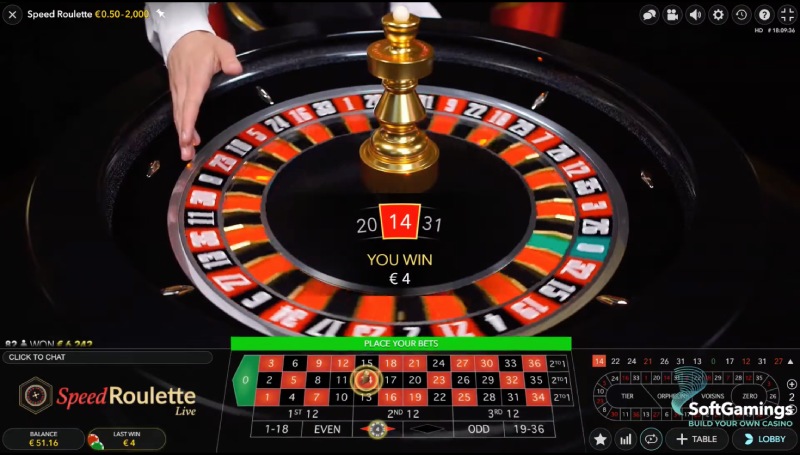 capture d'écran gains speed roulette live