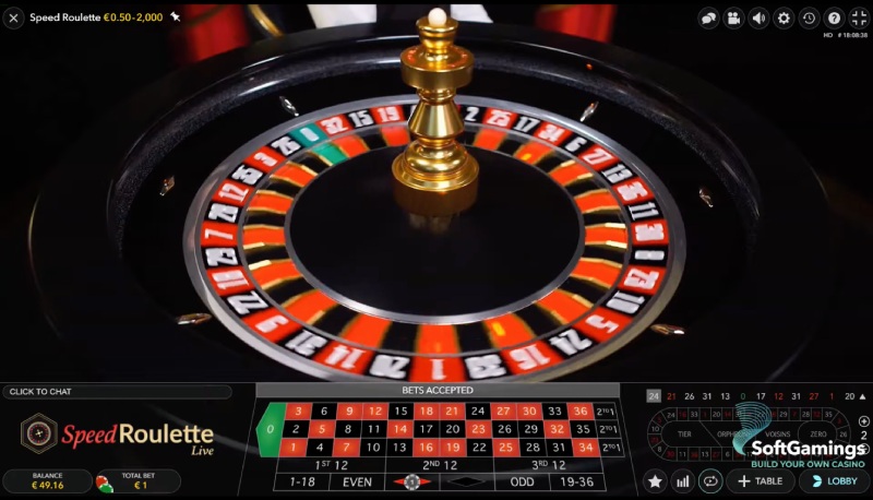capture d'écran partie speed roulette live