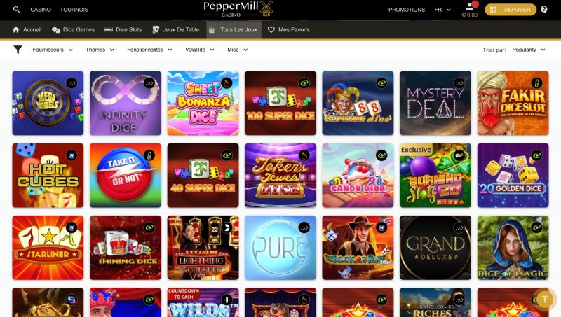 capture d'écran peppermill casino jeux de casino