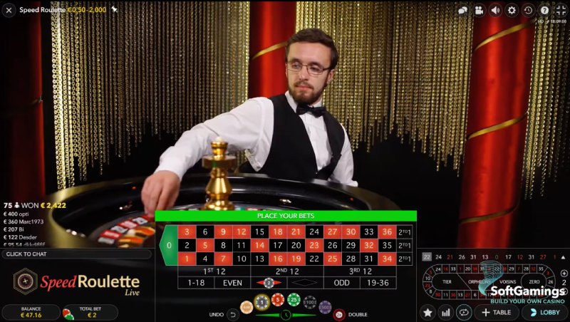 capture d'écran placer une mise speed live casino
