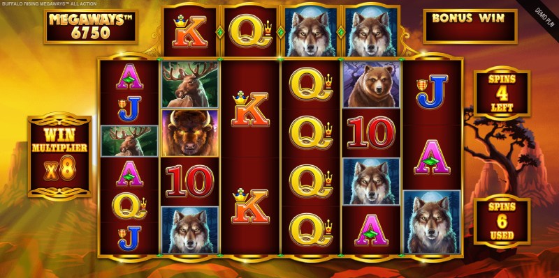 capture d'écran slot buffalo rising megaways