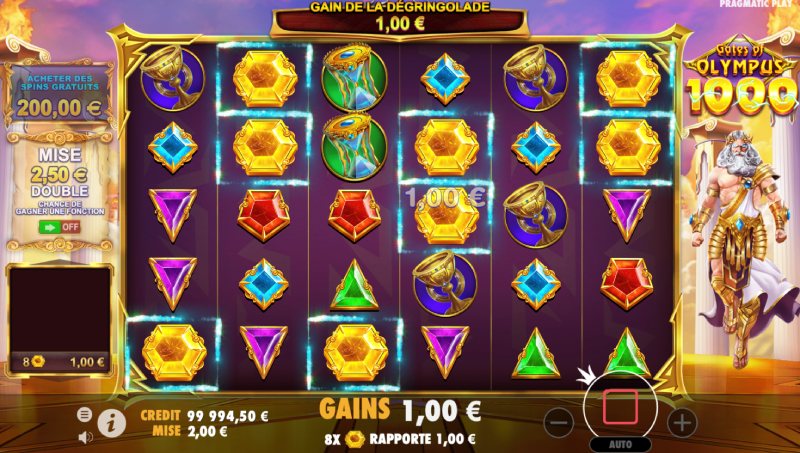 capture d'écran gains slot gates of olympus 1000