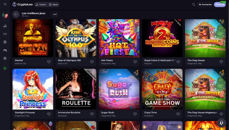 capture d'écran jeux de casino cryptoleo casino