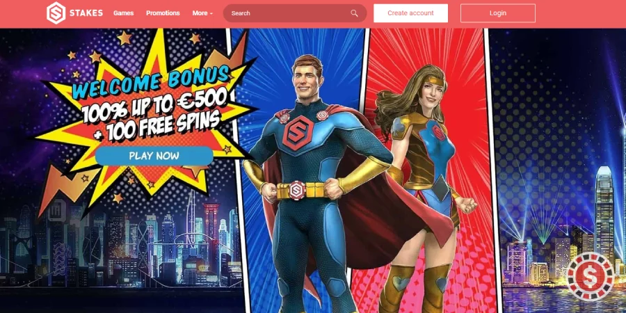 Capture d'&eacute;cran de la page d'accueil de Stakes Casino