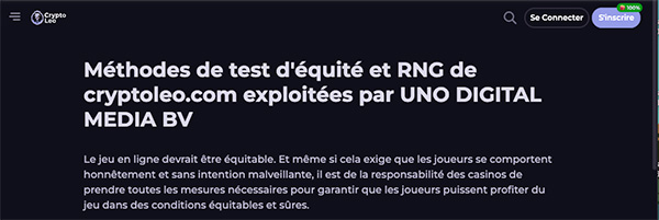 rng du nouveau casino crypto leo