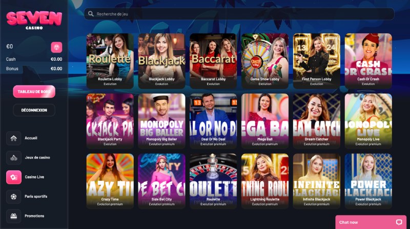 capture d'écran casino live seven casino