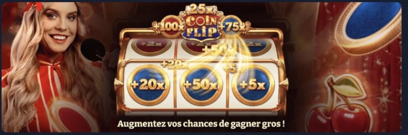 capture d'écran de la manche bonus sur crazy coin flip