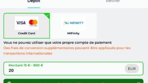 capture d'écran dépôt argent bdmbet casino