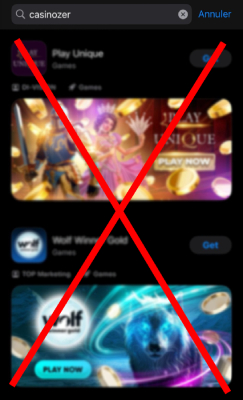 capture d'écran fakes application casinozer