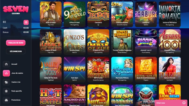 capture d'écran jeux de casino machines à sous seven casino