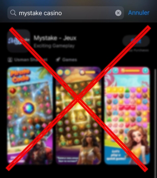 capture d'&eacute;cran mystake casino mobile applications fakes
