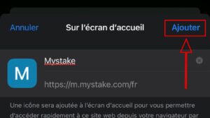 capture d'&eacute;cran mystake casino mobile creer un raccourci