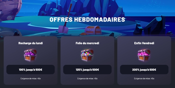 capture d'écran offres hebdomadaires seven casino