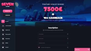 capture d'&eacute;cran page d'accueil seven casino
