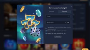 capture d'&eacute;cran casino night inscritpion