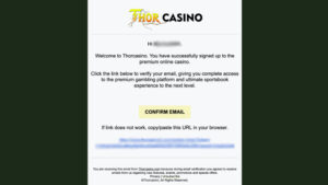 capture d'&eacute;cran email verification thor casino