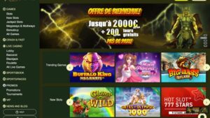 capture d'&eacute;cran thor casino page d'accueil