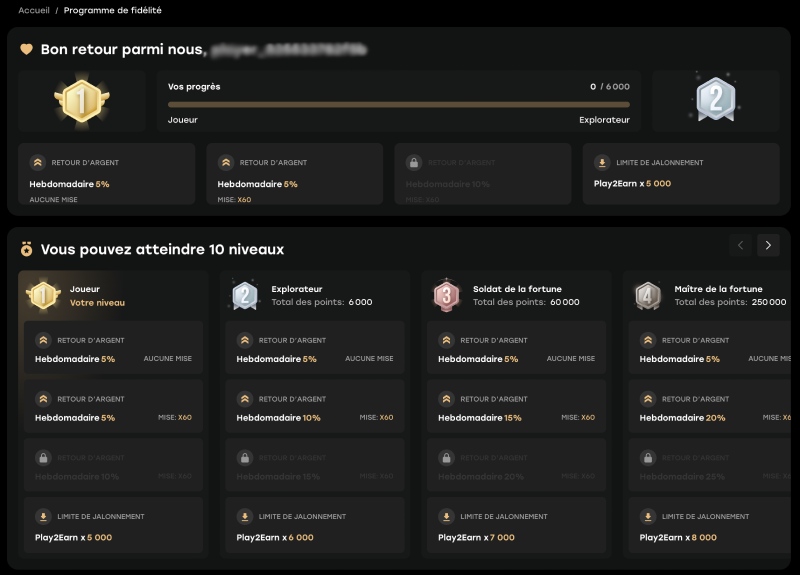 capture d'&eacute;cran fairspin casino programme vip