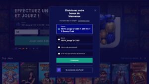capture d'&eacute;cran frumzi casino choix du bonus