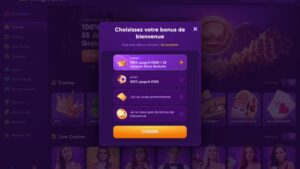 capture d'&eacute;cran kingmaker casino choix du bonus