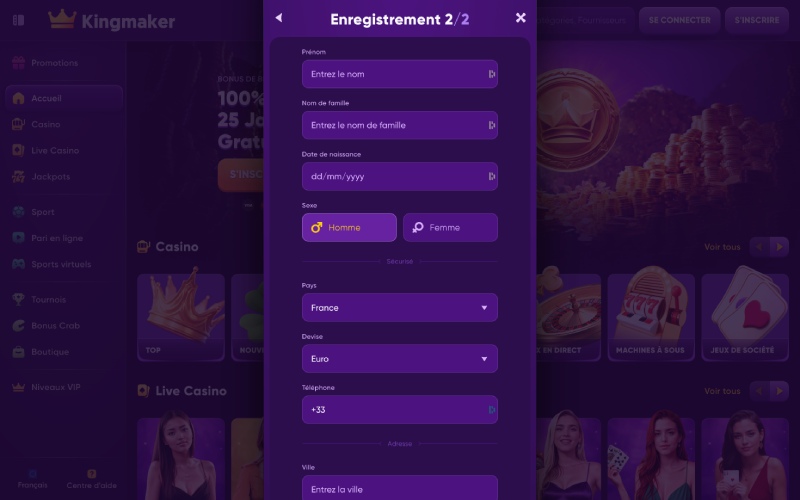 Kingmaker casino app