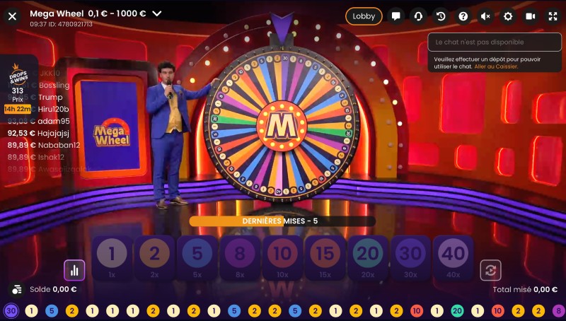 capture d'&eacute;cran mega wheel mise