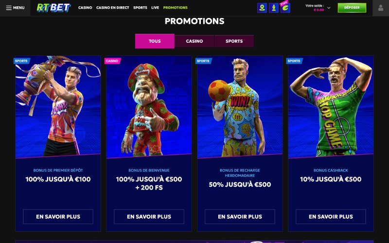 capture d'&eacute;cran rtbet casino bonus