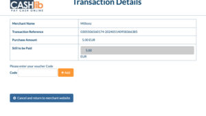 capture d'&eacute;cran d&eacute;p&ocirc;t millionz casino avec cashlib