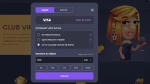 Capture d'&eacute;cran d'un d&eacute;p&ocirc;t sur Spinybet