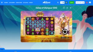 capture d'&eacute;cran jouer a gates of olympus 1000 sur millionz casino