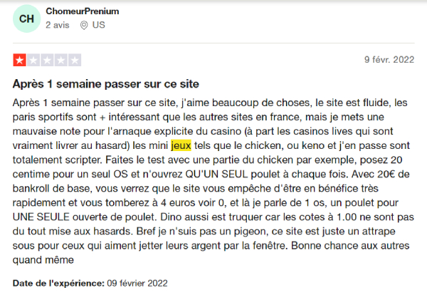 capture d'écran mystake casino trustpilot 1