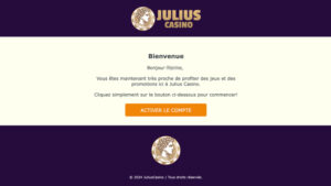 capture d'&eacute;cran finalisation inscription julius casino