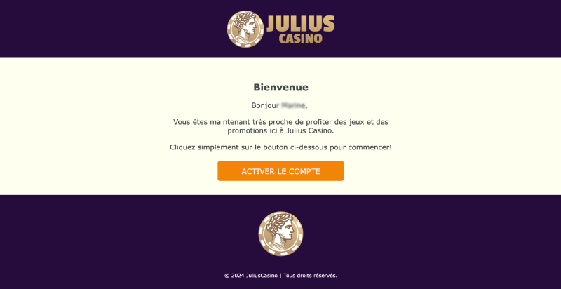 Inscription Julius Casino