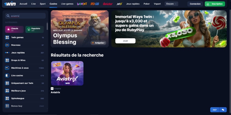 capture d'&eacute;cran mini jeu aviatrix 1win casino