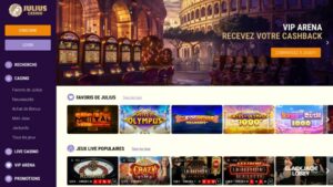 capture d'&eacute;cran page d'accueil julius casino