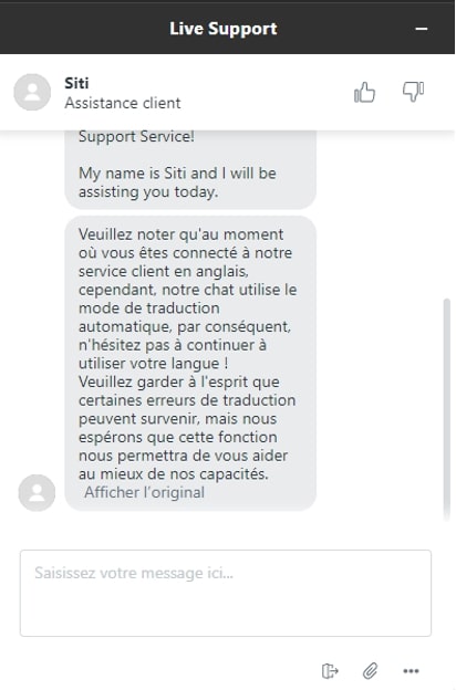 capture d'écran support client slotuna 1