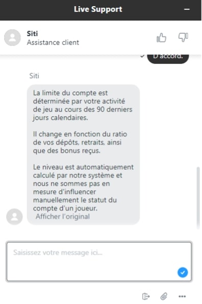 capture d'écran support client slotuna 2