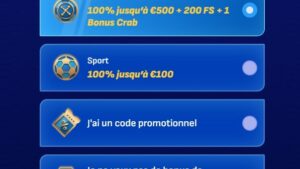 capture d'écran wonaco casino choix du bonus