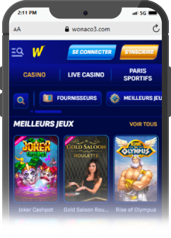 capture d'&eacute;cran smartphone wonaco