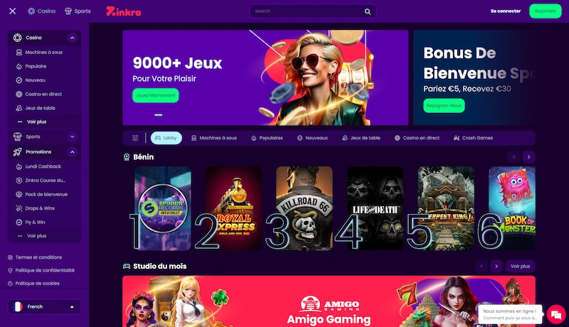 jeux zinkra casino