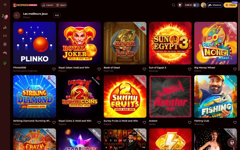 capture d'écran roman casino jeux de casino