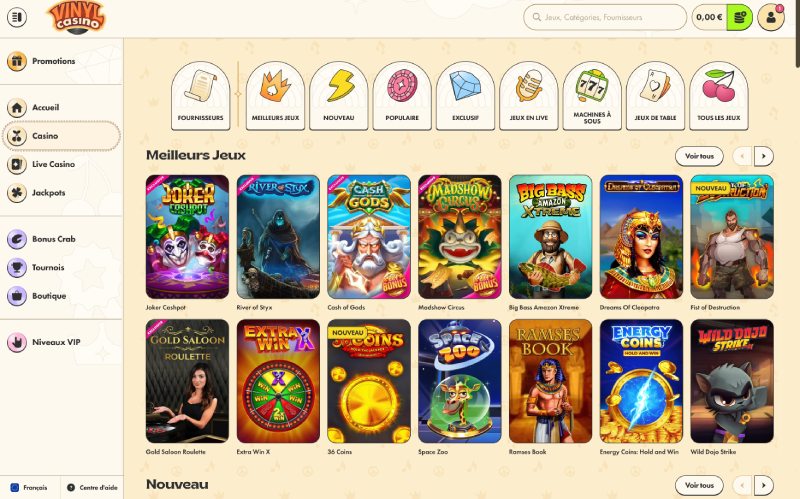 capture d'écran vinyl casino jeux de casino