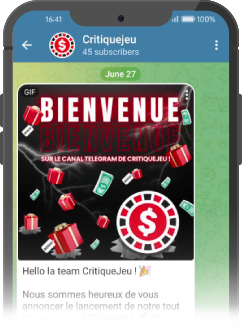capture d'écran canal telegram critiquejeu