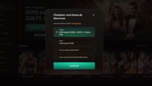 capture d'&eacute;cran crownplay casino choix du bonus