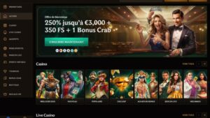 capture d'&eacute;cran crownplay casino page d'accueil
