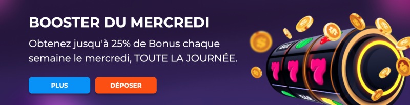 capture d'&eacute;cran cusco casino bonus booster du mercredi