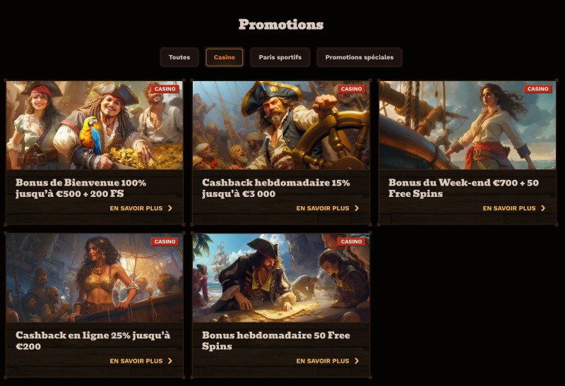capture d'écran fatpirate casino promotions