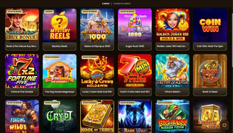 capture d'&eacute;cran goldenspin casino jeux de casino