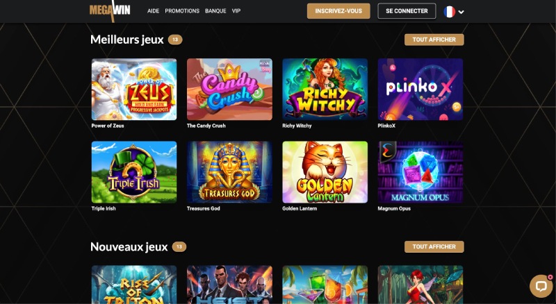 capture d'écran megawin casino jeux de casino