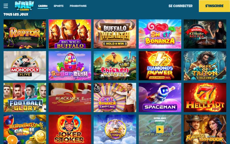 capture d'&eacute;cran nalu casino jeux de casino
